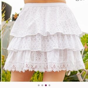 #145 POL White Layered Skirt